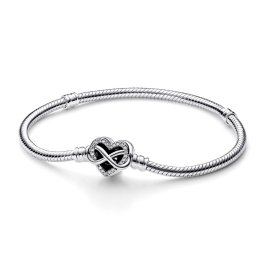 Sparkling Infinity Heart Clasp Snake Chain Bracelet | Official