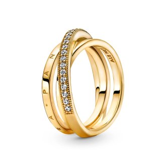 Crossover Pavé Triple Band Ring