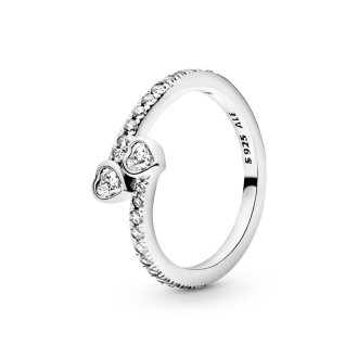 Two Sparkling Hearts Ring