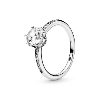 Clear Sparkling Crown Solitaire Ring