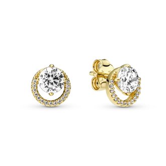 Sparkling Round Halo Stud Earrings