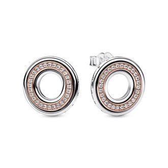 Pandora Signature Two tone Logo & Pavé© Stud Earrings