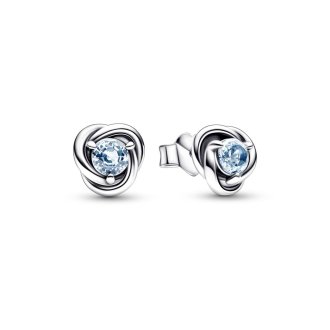 March Birthstone Eternity Circle Stud Earrings
