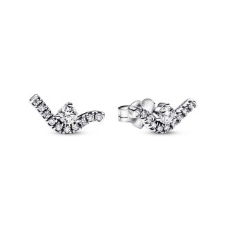 Sparkling Wave Stud Earrings