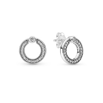 Pavé© & Logo Circle Reversible Stud Earrings