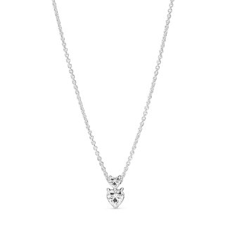 Double Heart Pendant Sparkling Collier Necklace