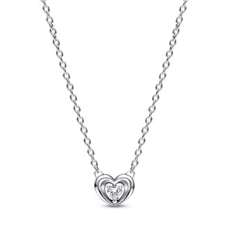 Radiant Heart & Floating Stone Pendant Collier Necklace