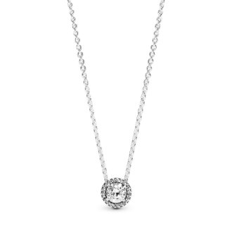 Round Sparkle Halo Necklace