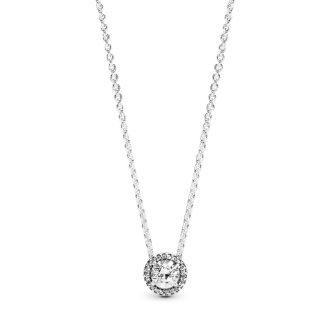 Round Sparkle Halo Necklace