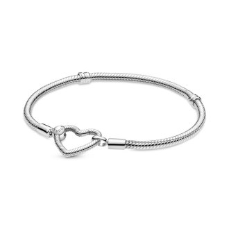 Pandora Moments Heart Closure Snake Chain Bracelet