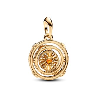 762971C01 - Project House spinning Astrolabe 14k gold-plated dangle with honey coloured crystal and clear cubic zirconia
