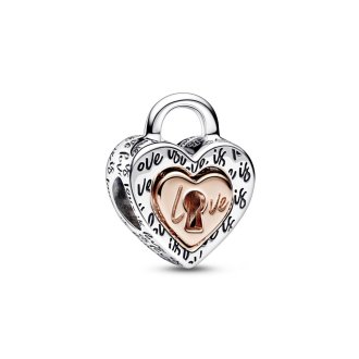 Two-tone Padlock Splittable Heart Charm