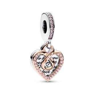 Two-tone Infinity Mum Heart Double Dangle Charm