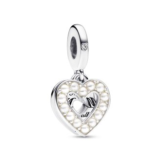 Pearlescent White Heart Mum Double Dangle Charm