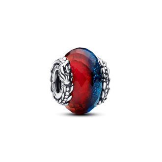 792966C00 - Project House Ice and Fire sterling silver charm with faceted red and blue Murano glass