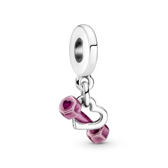 Dumbbell & Heart Dangle Charm
