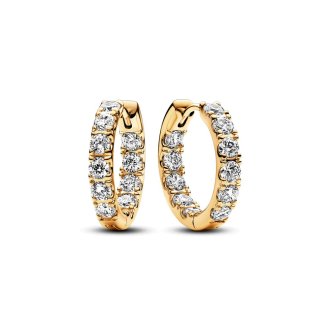 263002C01 - 14k Gold-plated hoop earrings with clear cubic zirconia