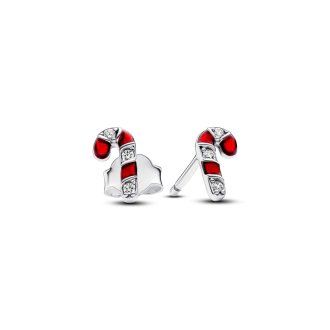 Sparkling Red Candy Cane Stud Earrings