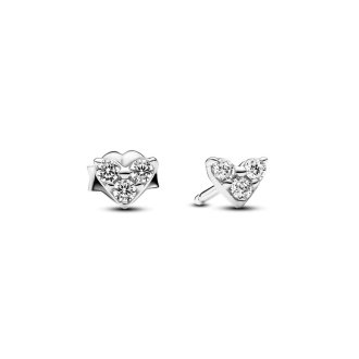 293003C01 - Heart sterling silver stud earrings with clear cubic zirconia