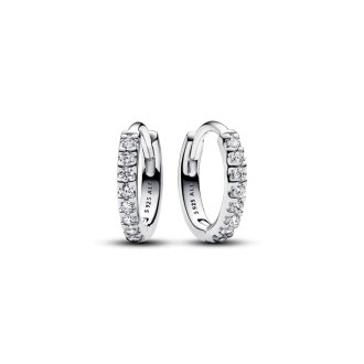 293015C01 - Sterling silver hoop earrings with clear cubic zirconia