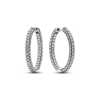 293016C01 - Sterling silver hoop earrings with clear cubic zirconia