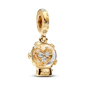 762825C01 - Snow globe 14k gold-plated dangle with clear cubic zirconia and transparent Murano glass