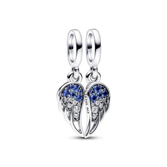 792821C01 - Angel wings sterling silver splittable dangle with stellar blue, skylight blue crystal and clear cubic zirconia