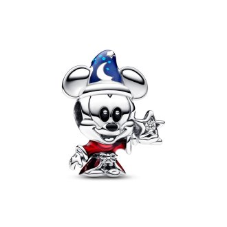 792954C01 - Disney Mickey Mouse sterling silver charm with clear cubic zirconia, red, blue and black enamel