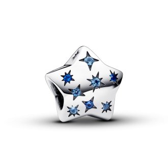 792974C01 - Star sterling silver charm with stellar blue and icy blue crystal