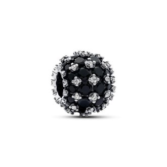 Sparkling Pavé© Round Black Charm