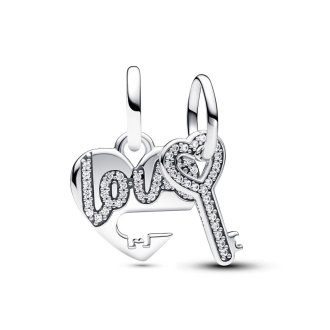 793081C01 - Splittable Heart & Key Dangle Charm