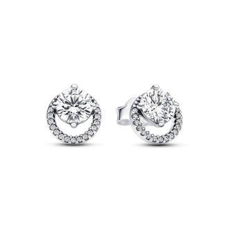 291248C01 - Sterling silver stud earrings with clear cubic zirconia
