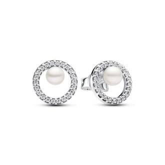 Treated Freshwater Cultured Pearl & Pavé© Halo Stud Earrings