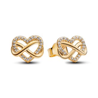 262667C01 - Infinity heart 14k gold-plated stud earrings with clear cubic zirconia
