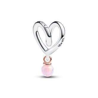 783242C01 - Wrapped heart sterling silver and 14k rose-gold plated charm with pink lab-created opal