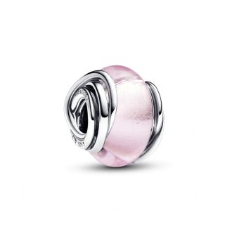 793241C00 - Encircled sterling silver charm with pink Murano glass and silver foil