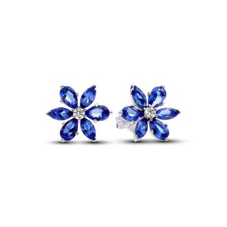 292407C01 - Herbarium cluster sterling silver stud earrings with princess blue crystal and clear cubic zirconia