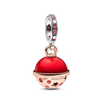 Mars sterling silver and 14k rose gold-plated dangle with salsa red and burnt orange crystal and red Murano glass