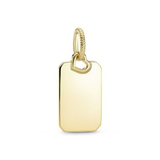 Engravable rectangle 14k gold-plated pendant
