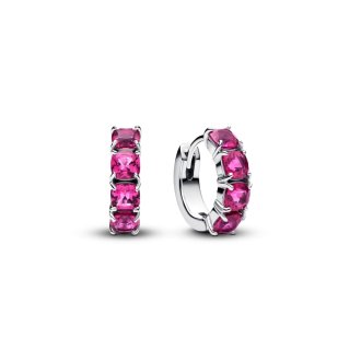 Sterling silver hoop earrings with phlox pink crystal