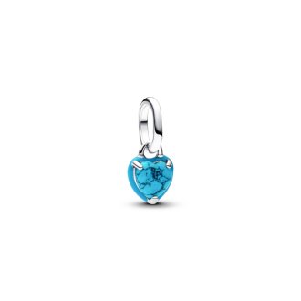 Heart sterling silver mini dangle with imitation turquoise and turquoise enamel
