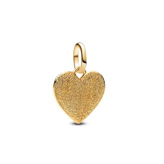 Engravable textured heart 14k gold-plated medallion