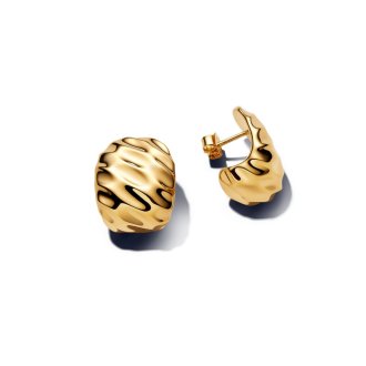 Rippled 14k gold-plated hoop earrings and silicone
