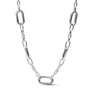 Sterling silver small-link necklace with five openable links-C