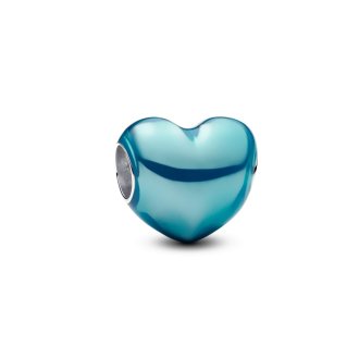 Metallic Light Blue Heart Charm