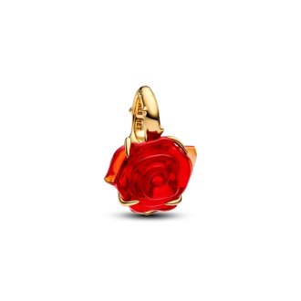 Disney Beauty and The Beast rose 14k gold-plated dangle with red Murano glass