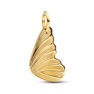 Engravable butterfly wing 14k gold-plated pendant