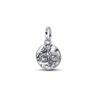 Infinity snake sterling silver medallion with clear cubic zirconia