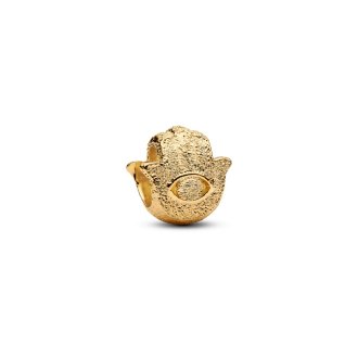 Textured hamsa hand 14k gold-plated mini charm