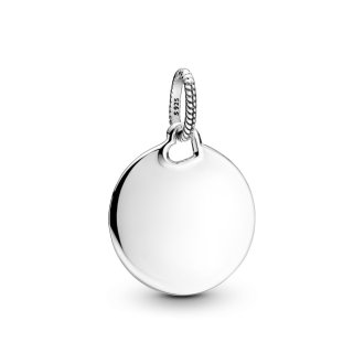 Engravable round sterling silver pendant